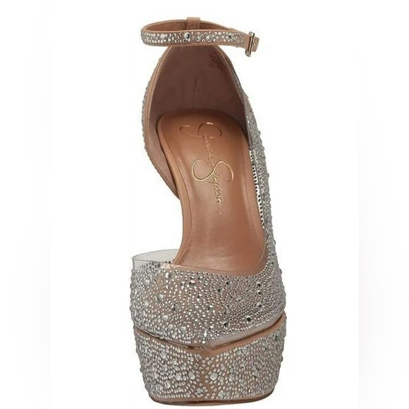 Jessica Simpson Ormanda Embellished Platform Pumps. Beige 4-3/4" heel. Sz 6.5 - Picture 3 of 7